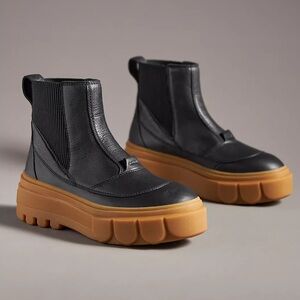 Sorel Caribou X WP Chelsea Black Leather Platform Pull On Boots Women’s Size 9